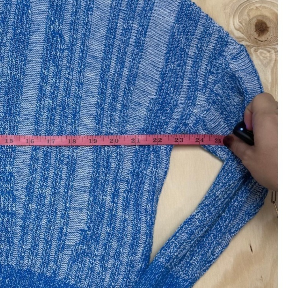 Pilcro Anthropologie Blue Stripped Ribbed Slouchy Sweater Small Hi Low - Picture 3 of 8